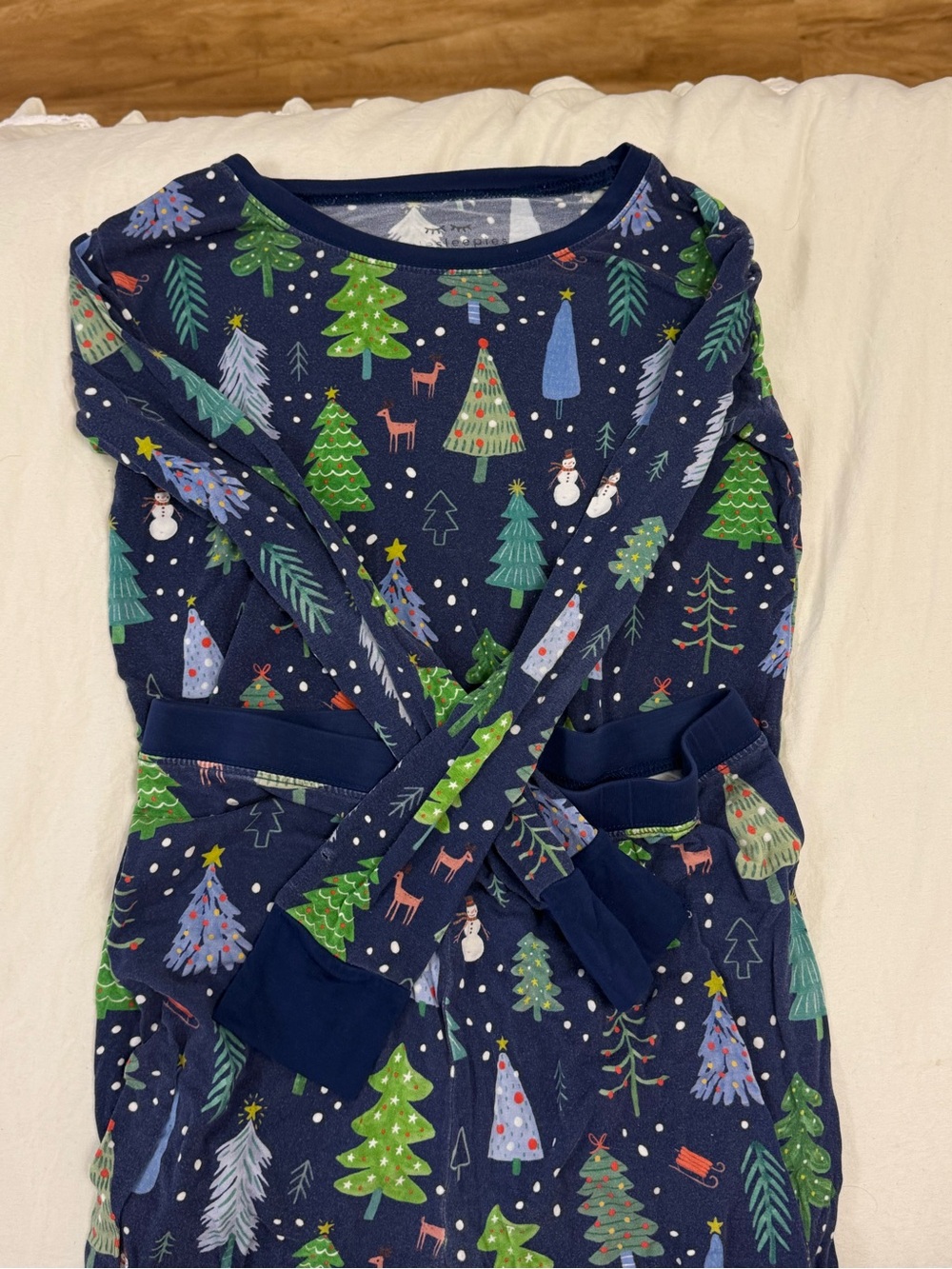 Little Sleepies Blue Holiday Tree Pajama Set size 10-12